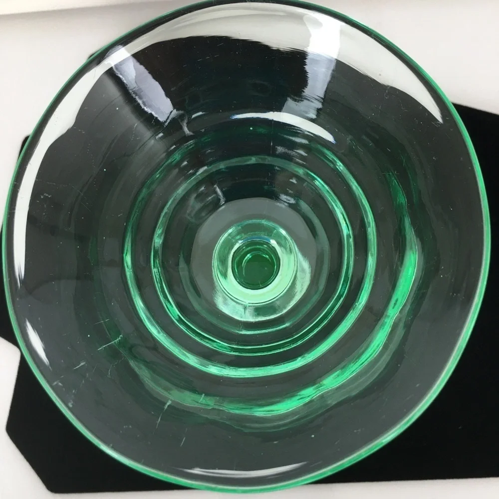 Vintage Uranium Depression Green Glass Bundle of 2 Martini Glasses Dessert Dish